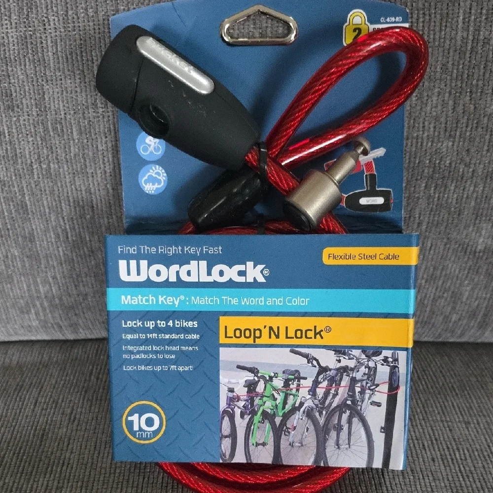 WordLock Loop N Lock Red Bike Lock, New - Picture 2 of 8